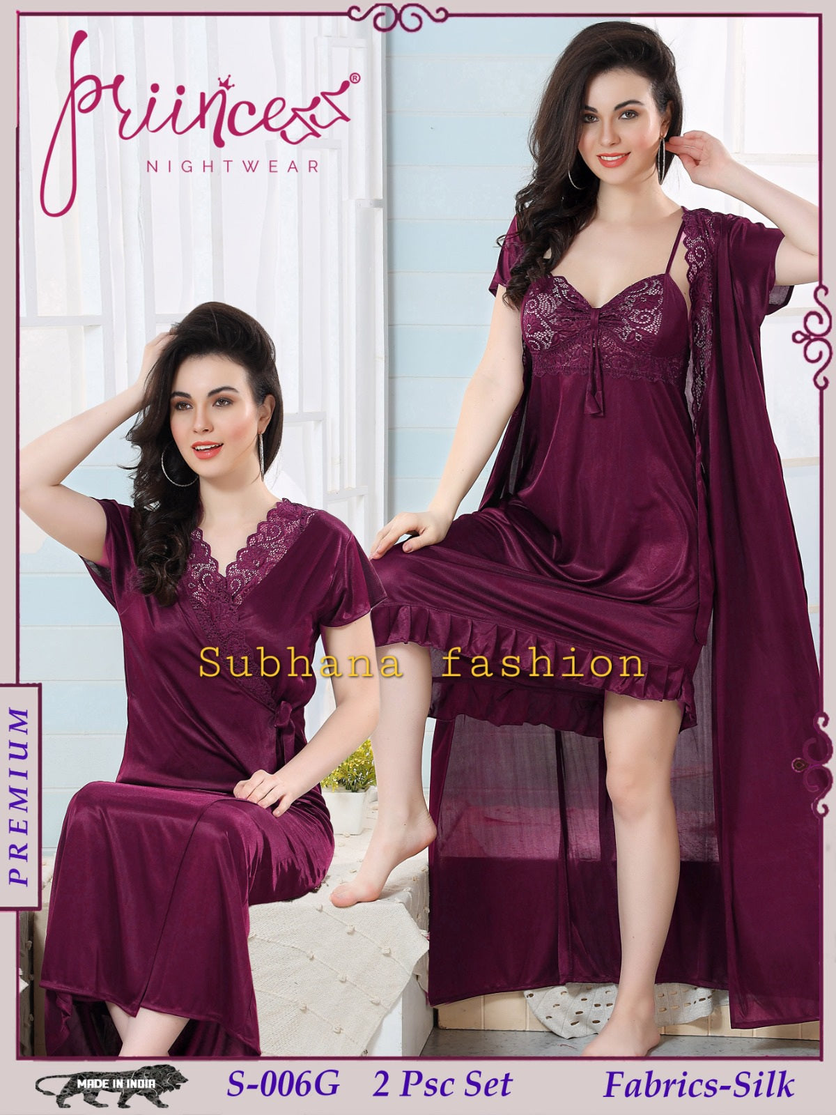 2 Pcs Indian Ac Silk Night Dress