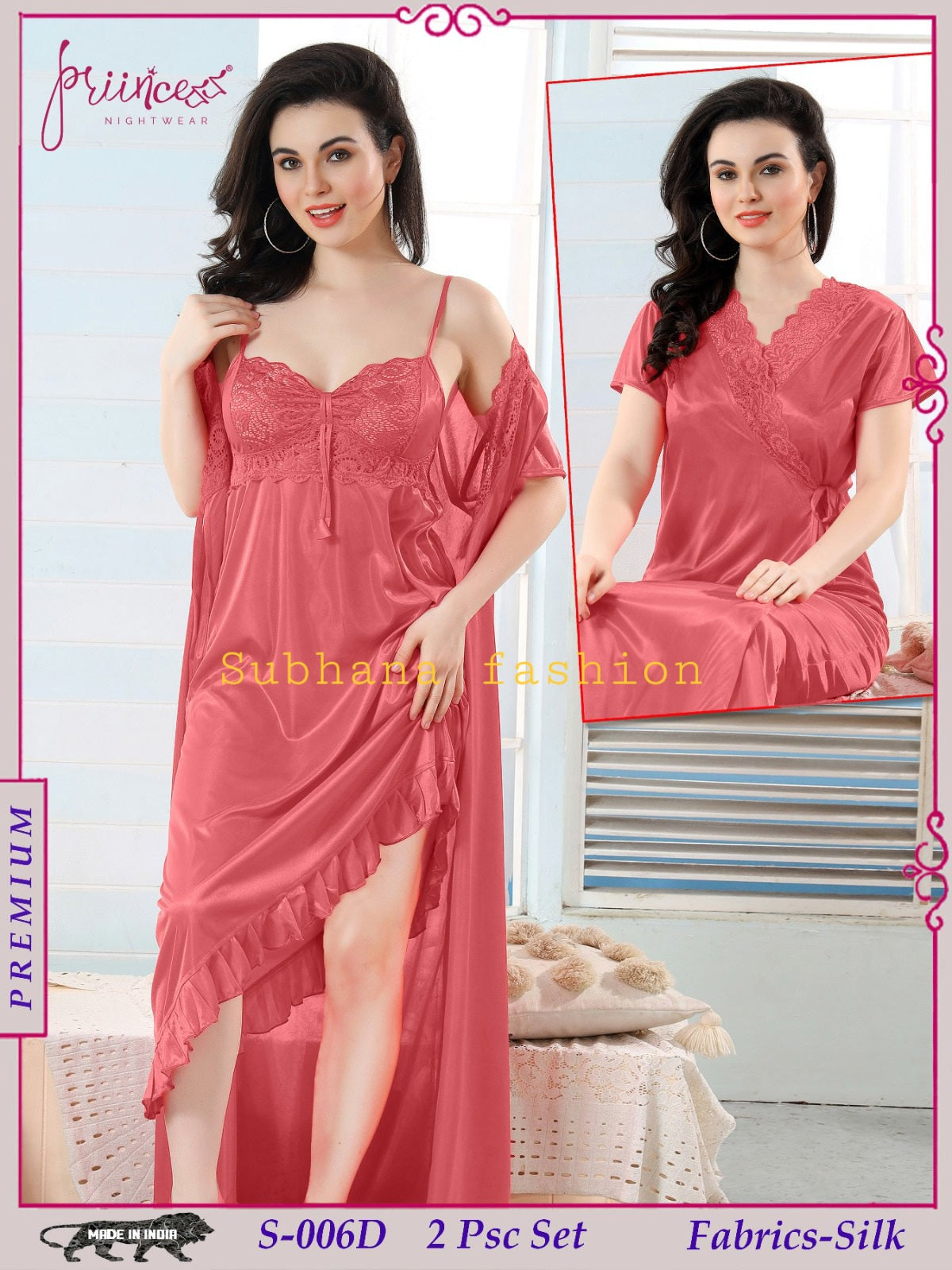 2 Pcs Indian Ac Silk Night Dress