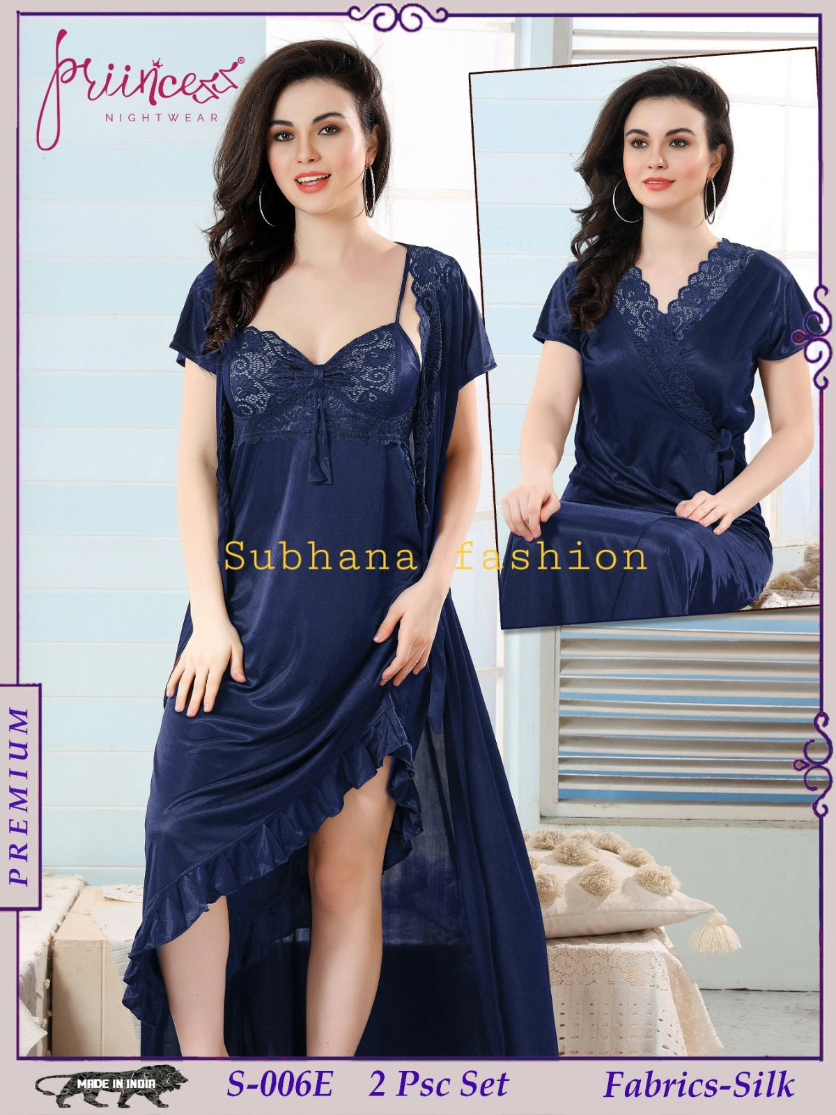 2 Pcs Indian Ac Silk Night Dress
