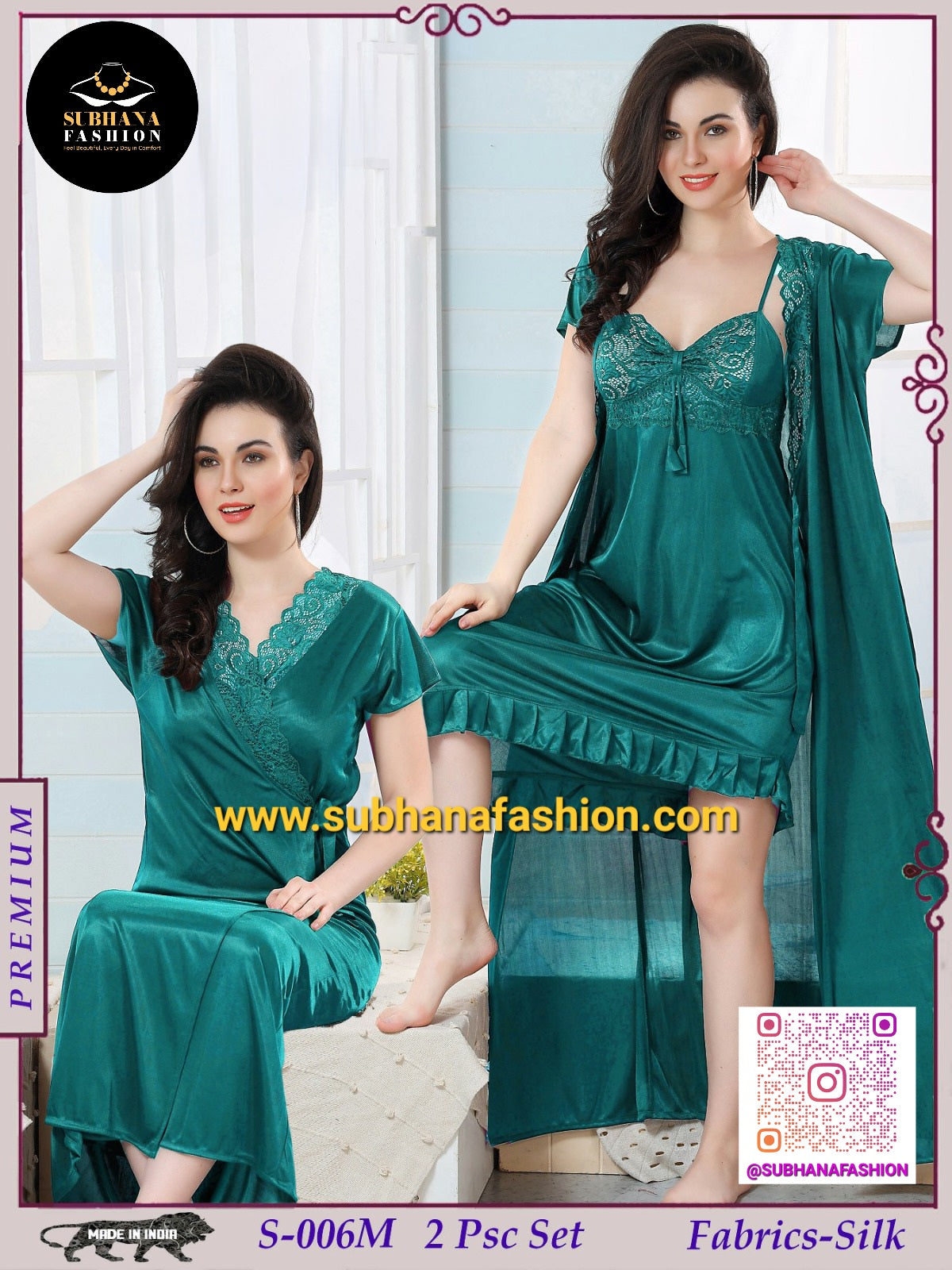 2 Pcs Indian Ac Silk Night Dress
