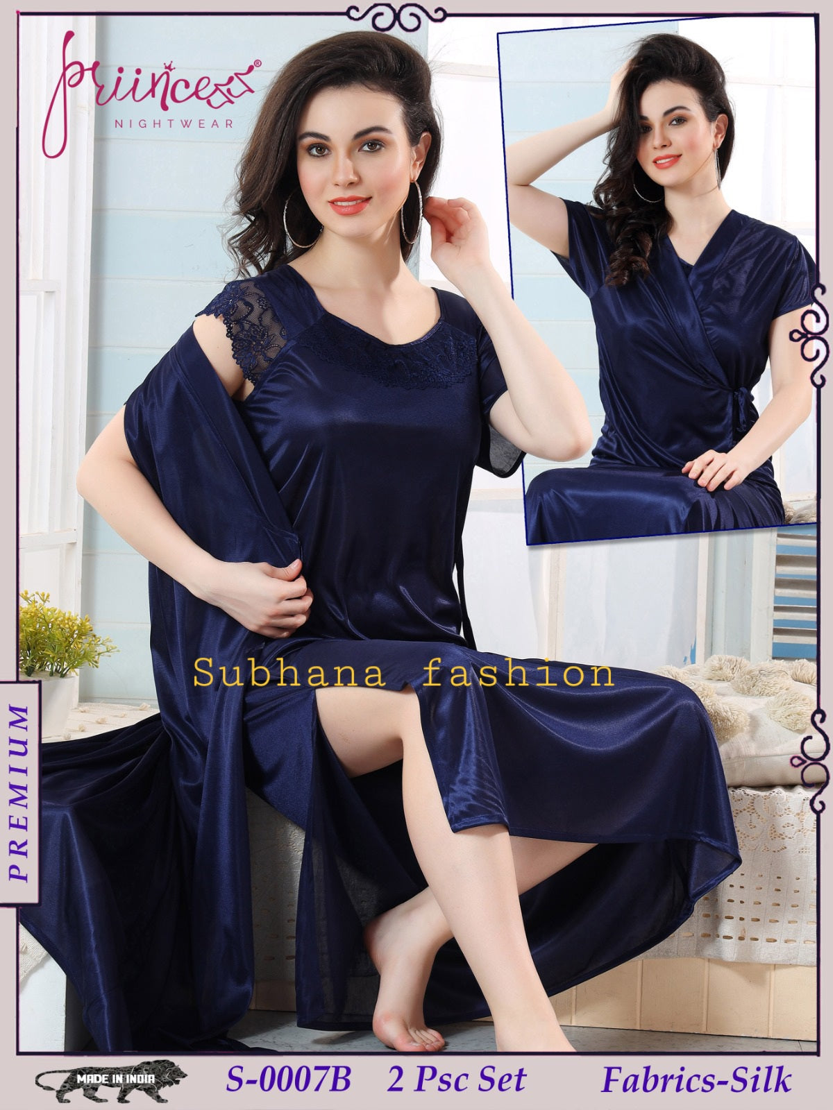 2pcs Ac Silk Indian Night Dress