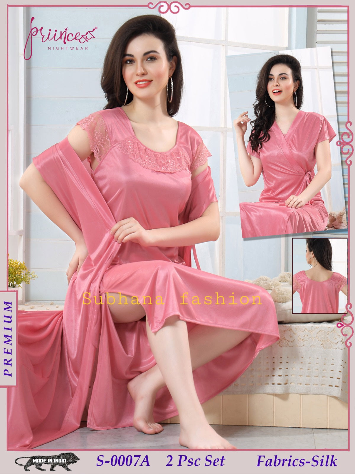 2pcs Ac Silk Indian Night Dress