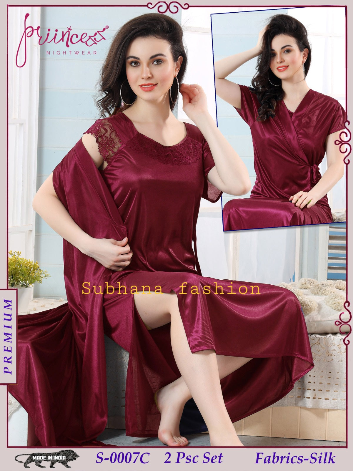 2pcs Ac Silk Indian Night Dress