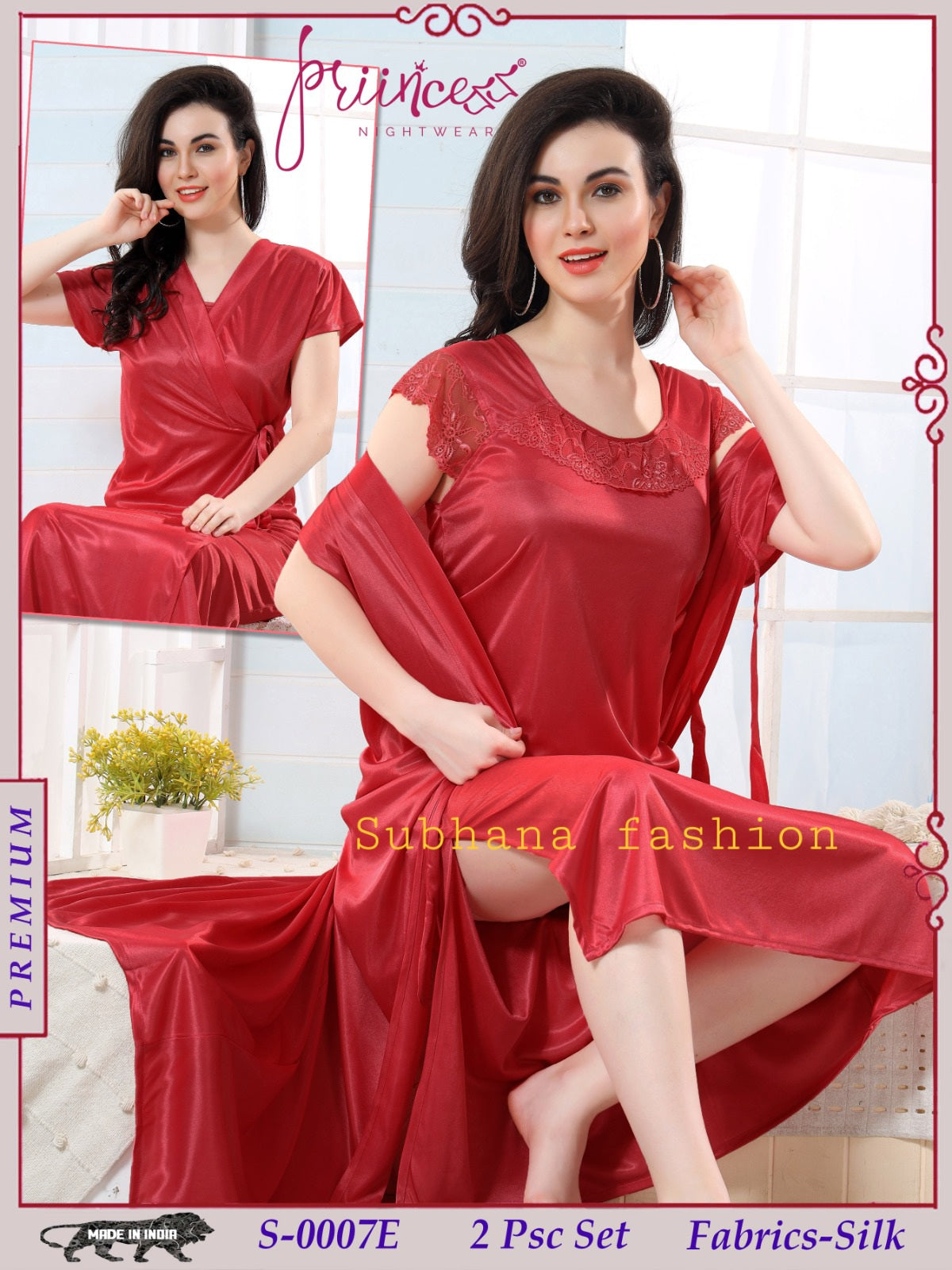 2pcs Ac Silk Indian Night Dress
