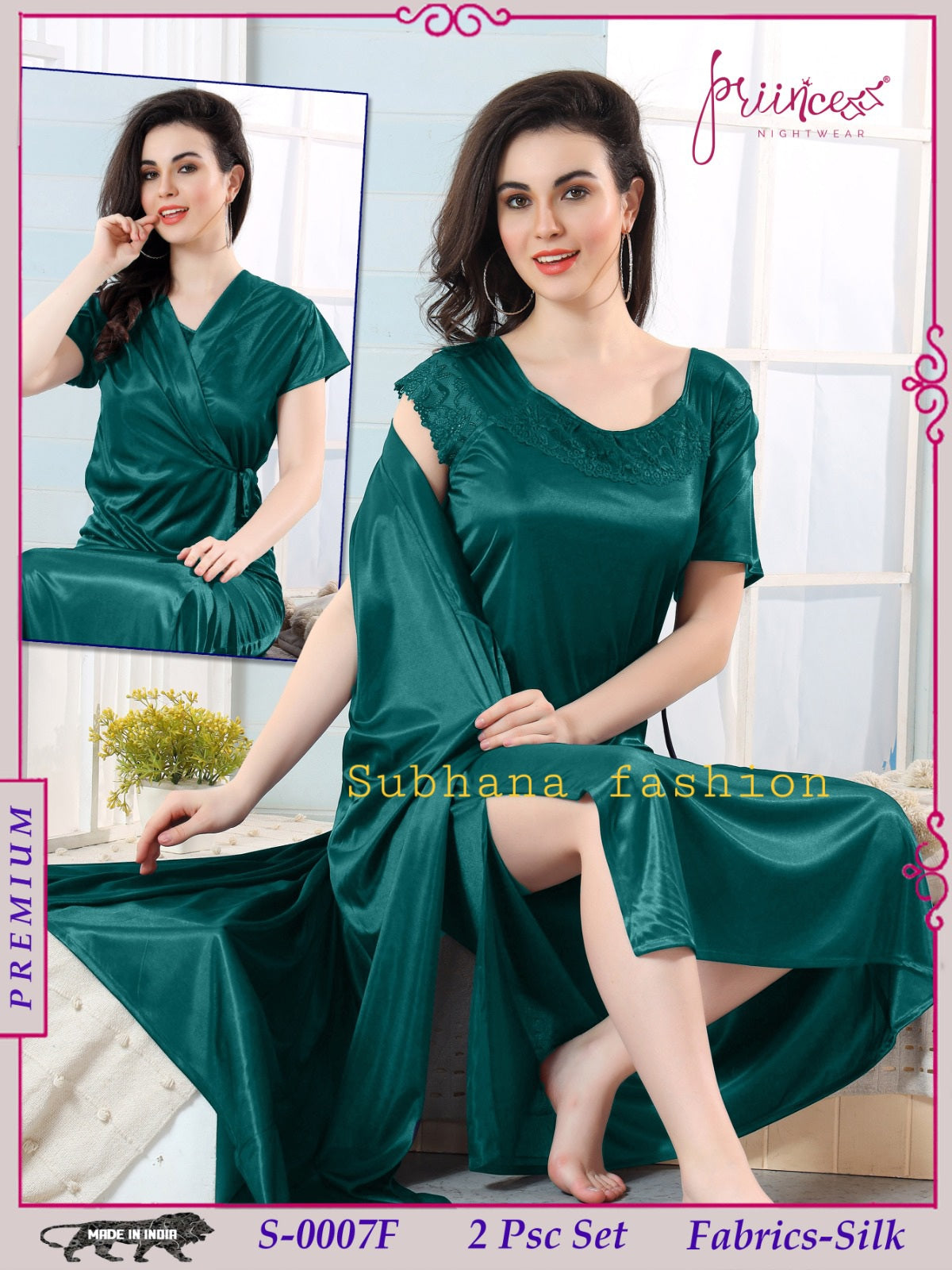 2pcs Ac Silk Indian Night Dress