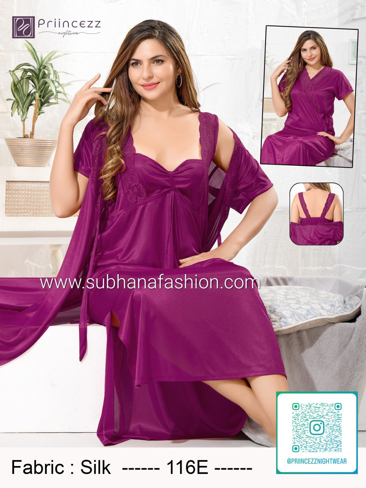 2pcs indian Ac Silk Night Dress
