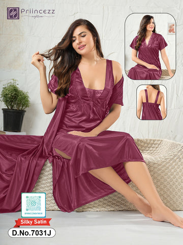 2pcs indian Ac Silk Night Dress