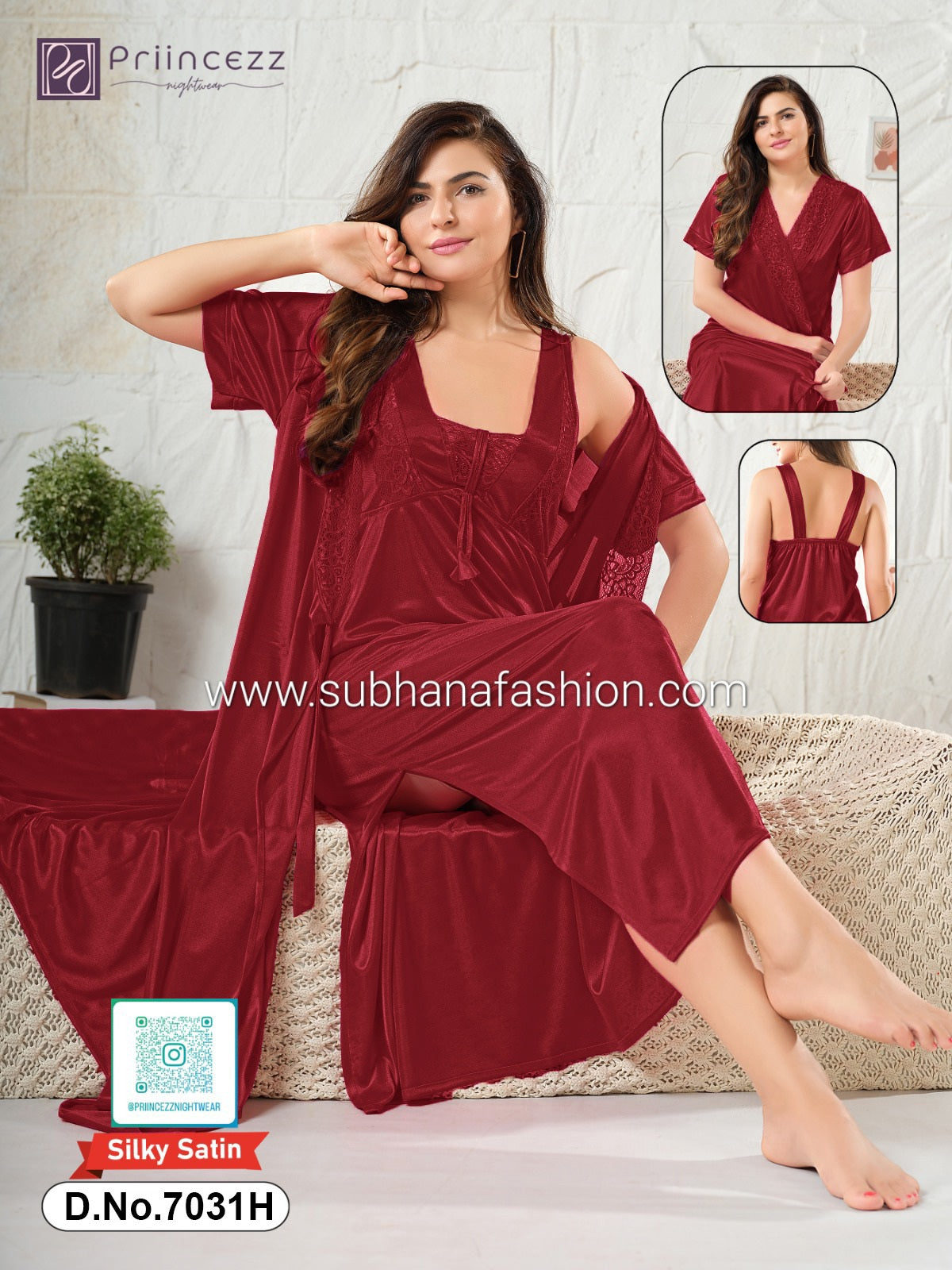 2pcs indian Ac Silk Night Dress