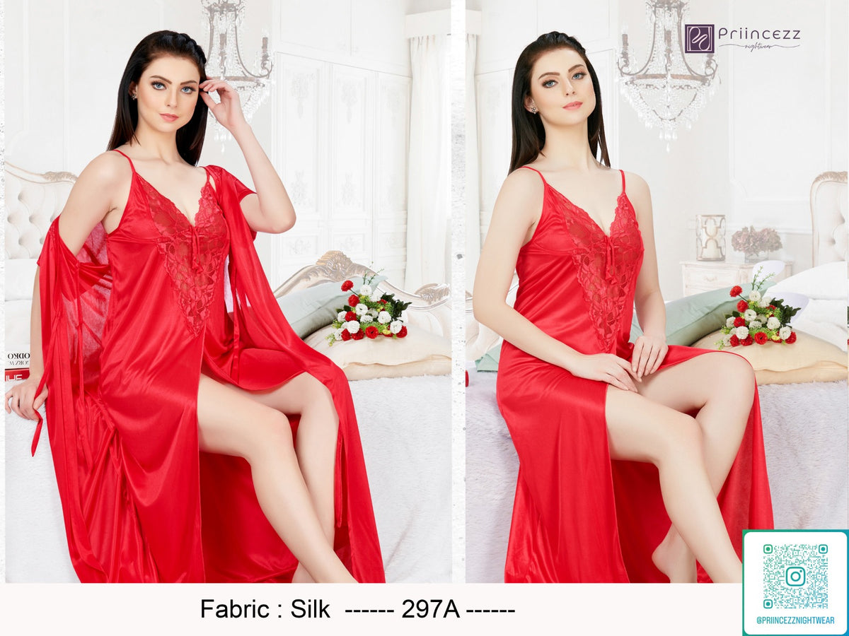 2pcs Indian ac Silk Night Dress
