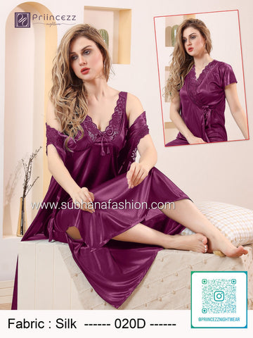 2pcs indian Ac Silk Night Dress