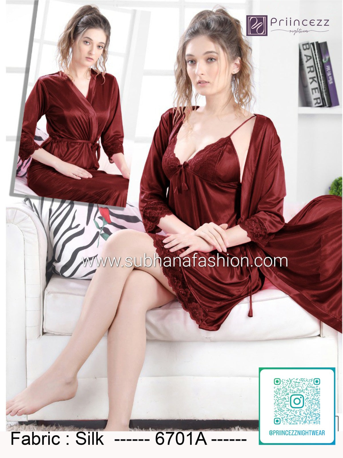 2pcs indian Premium Silk Night Dress