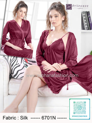2pcs indian Premium Silk Night Dress