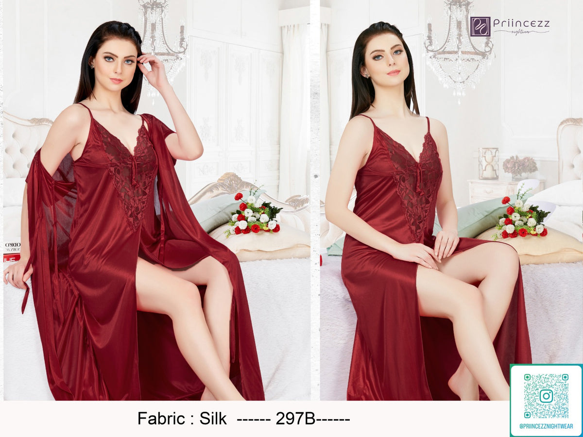 2pcs Indian ac Silk Night Dress