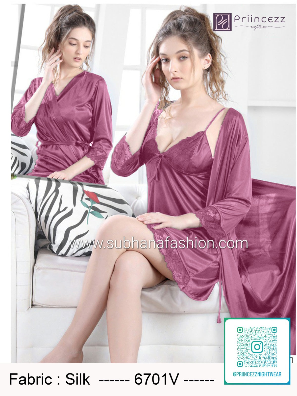 2pcs indian Premium Silk Night Dress