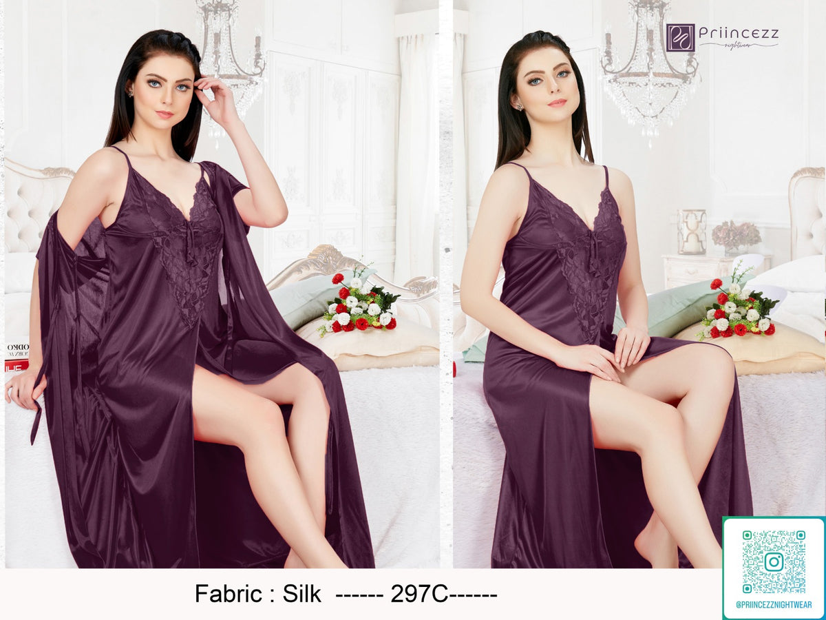 2pcs Indian ac Silk Night Dress