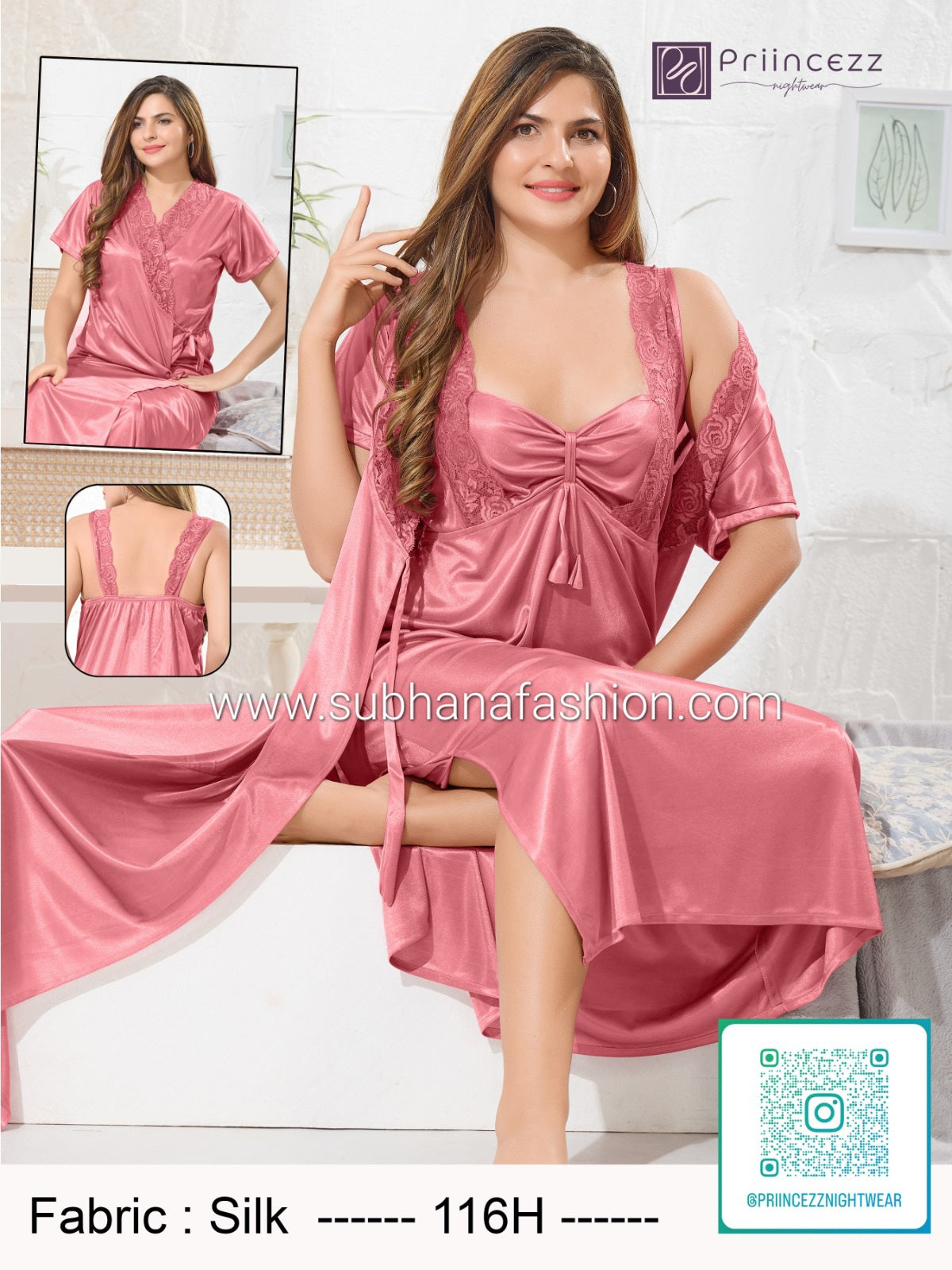 2pcs indian Ac Silk Night Dress