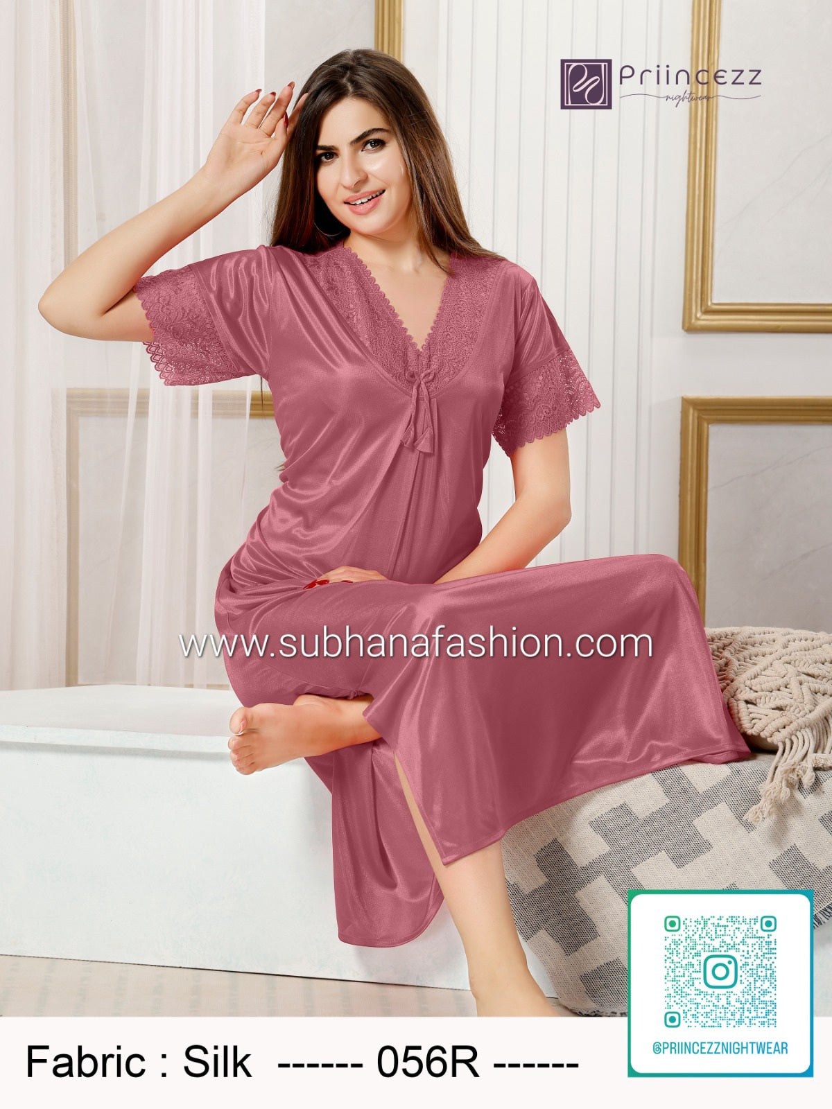 1pcs Indian Silk Nighty
