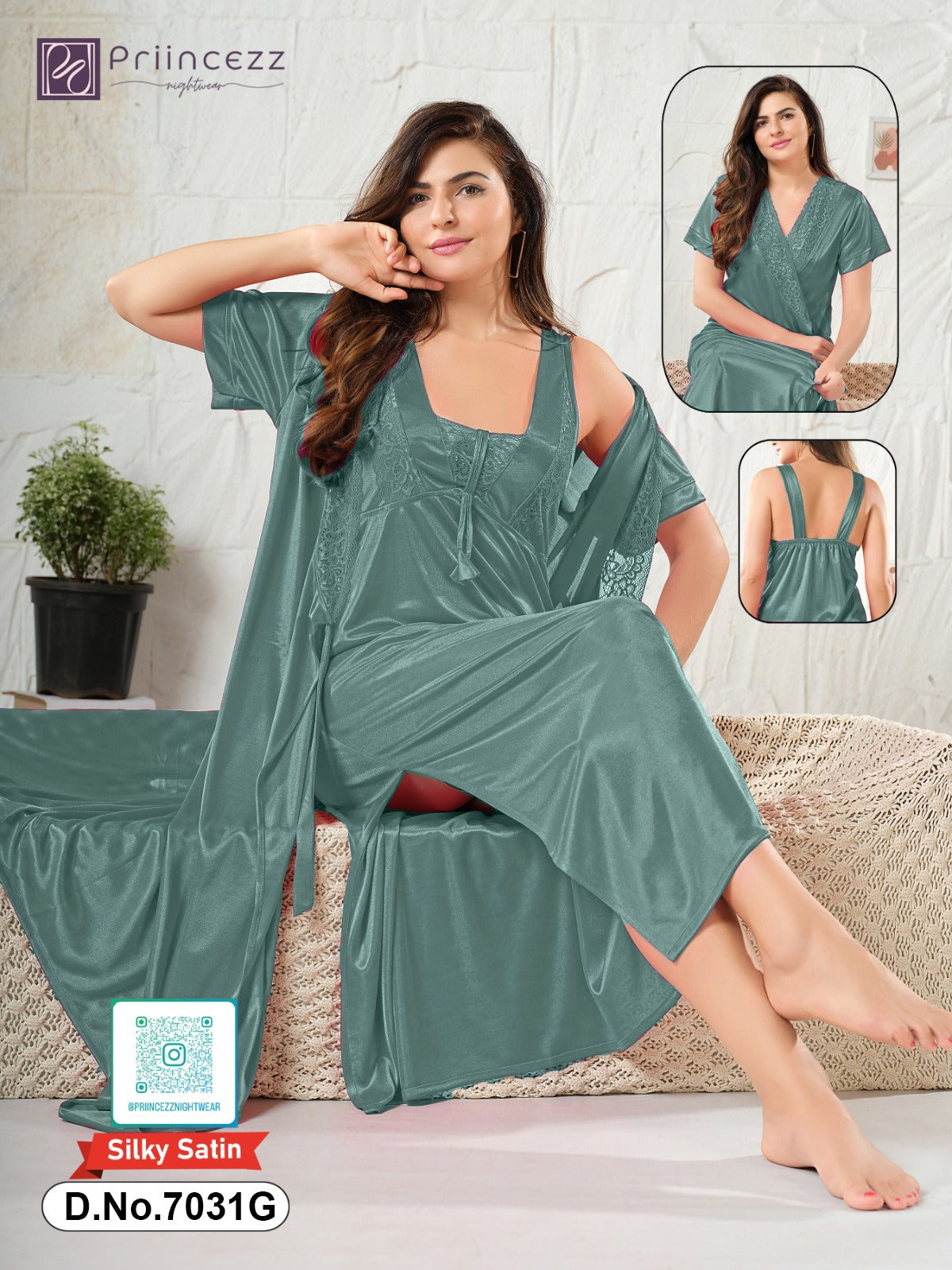 2pcs Ac Silk Indian Night Dress