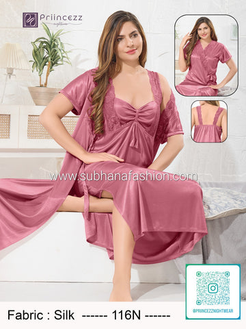 2pcs indian Ac Silk Night Dress